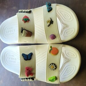 CROCS White Clogs with Fun Summer Charms